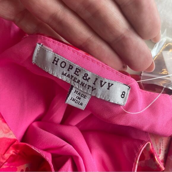 NWT ASOS HOPE & IVY Maternity Kerry Off-Shoulder Pink Floral Satin Midi Dress - Picture 13 of 14